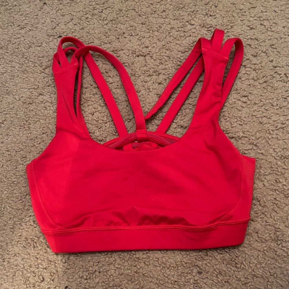 Red Strappy Sports Bra